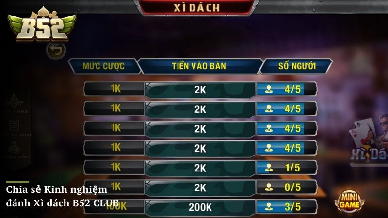 Chia sẻ Kinh nghiệm đánh Xì dách B52 CLUB