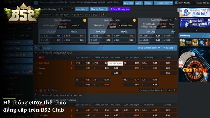 Hệ thống cược thể thao đẳng cấp trên B52 Club