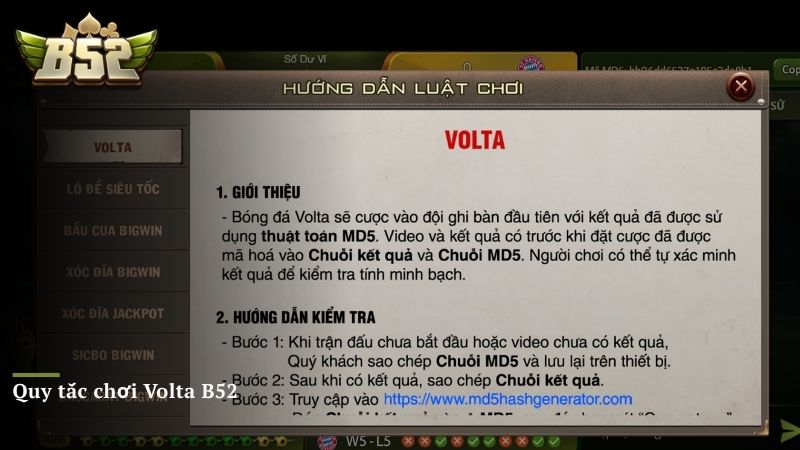 Quy tắc chơi Volta B52 cho newbie