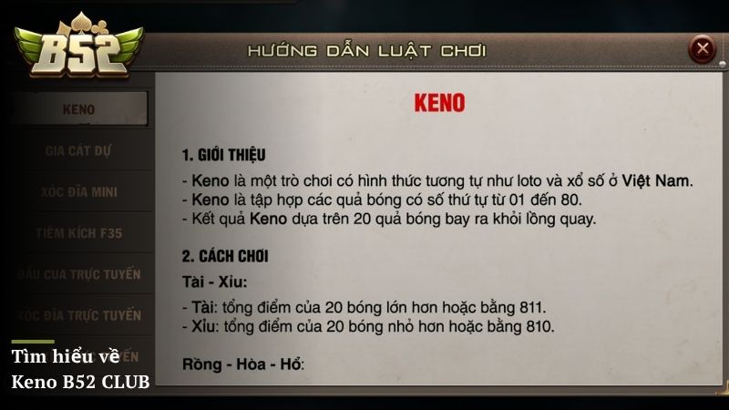 Tìm hiểu về Keno B52 CLUB