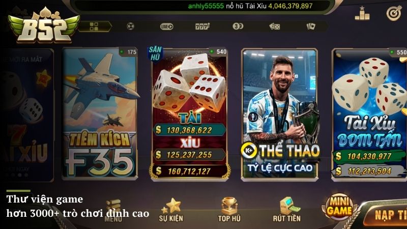 Thư viện game cập nhật hơn 3000+ trò chơi đỉnh cao